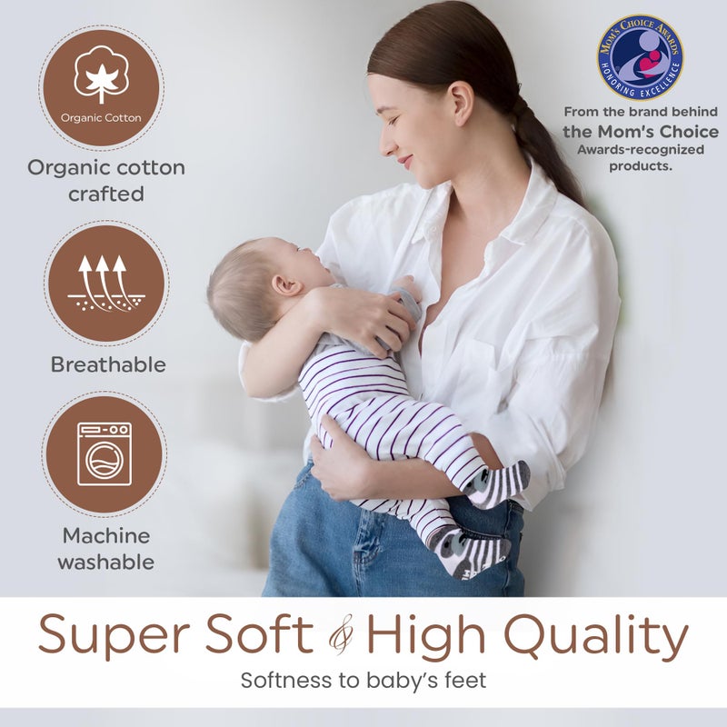 infancie Organic Cotton 8 Pair Baby Socks 0â€“6 Months - Newborn Socks with Gripper - Safe Walking Non-Slip Sole, Perfect Baby Gift and Registry - Baby Socks for Boys and Girls, Newborn Essentials - Image 3