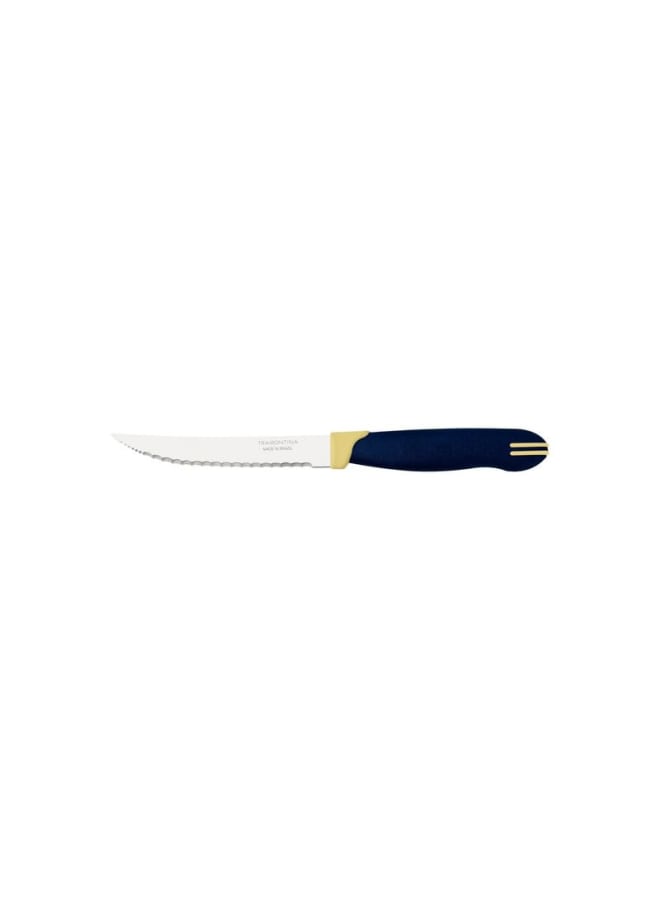 TRAMONTINA TRAMONTINA Polypropylene Steak Serrated knife 12.7 cm – Stainless Steel Blade, Ergonomic Blue Handle, Precision Cutting, Durable & Rust-Resistant, Ideal for Steak BBQ, Kitchen & Dining  - Image 1