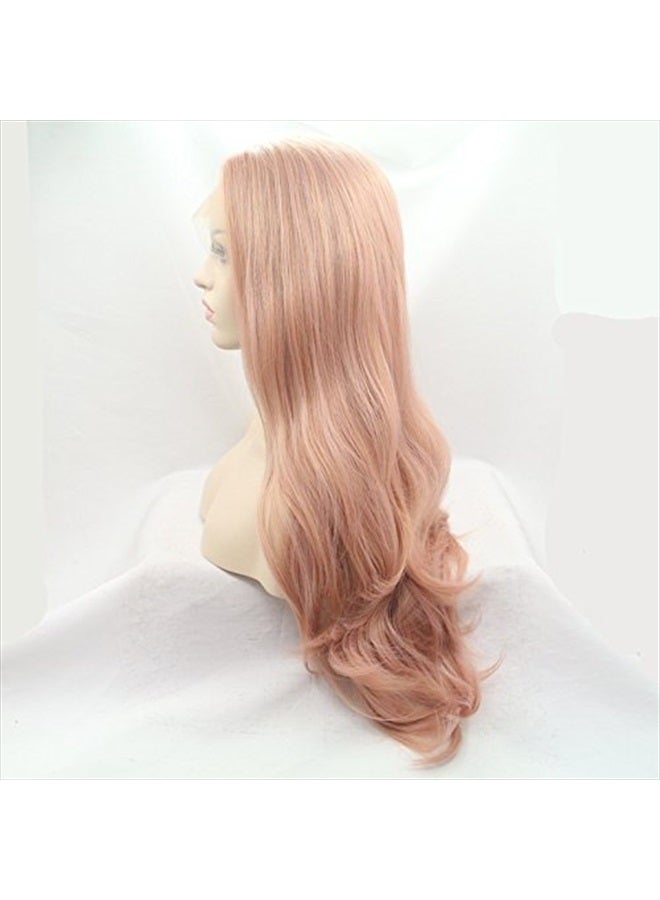 Melody Wig Melody Pink Lace Front Wigs - Long Natural Wave Middle Part Candy Pink Synthetic Lace Front Wigs For Women Half Hand Tied Heat Resistant Fiber Hair 24 Inch - Image 3