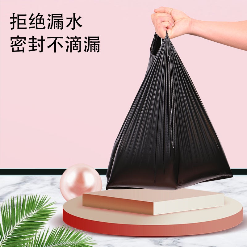 حقيبة بلاستيكية سميكة من نوع سترة للاستخدام المنزلي خاصة بالطبخ، حقيبة قمامة بلاستيكية من نوع سترة قابلة للاستخدام مرة واحدة باللون الأسود - Image 4