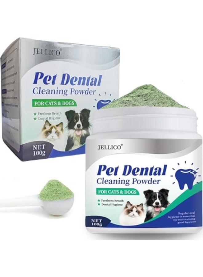 Jellico Dog Teeth Cleaning Powder for Dogs and Cats, Dog Dental Powder Remove Plaque & Bad Breath Off, Pet Dental Care Supplies for Small Medium Large Dogs - Image 1