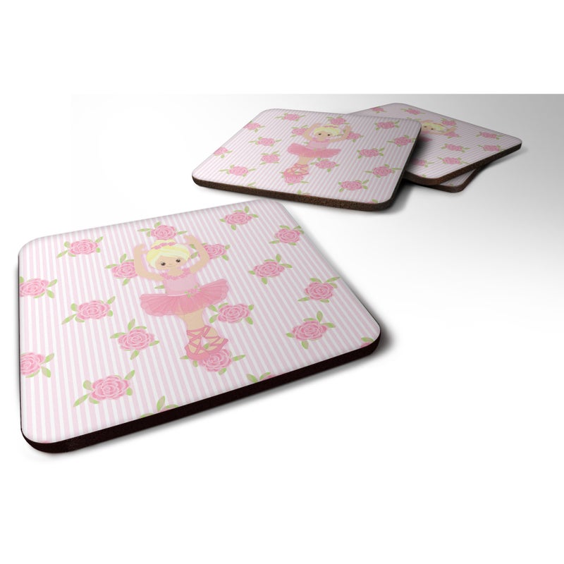Caroline's Treasures ""Caroline's Treasures BB5164FC Ballerina Blonde Front Pose Foam Coaster (Set of 4)  3.5""""  Multicolor"" 