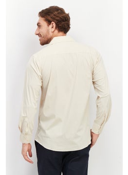 Tailored Recreation Men Slim Fit Solid Long Sleeves Casual Shirt, Tan  - Image 2