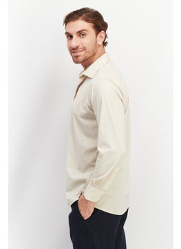 Tailored Recreation Men Slim Fit Solid Long Sleeves Casual Shirt, Tan  - Image 4