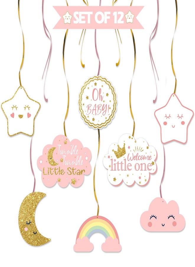 LINGTEER Twinkle Twinkle Little Star Swirls Streamers - Cheers to Baby Shower Birthday Party Hanging Decorations - Girl. - Image 1
