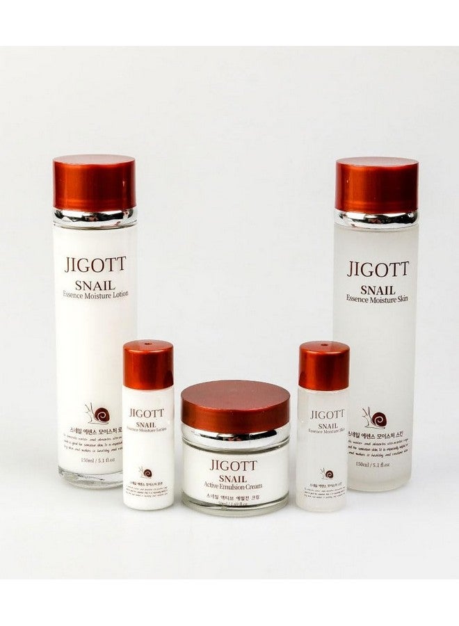 jigott Snail Essence Moisture Skin Care 3Set K Beauty Snail Cream Moisturizer Toner Antiaging Hydration - Image 1