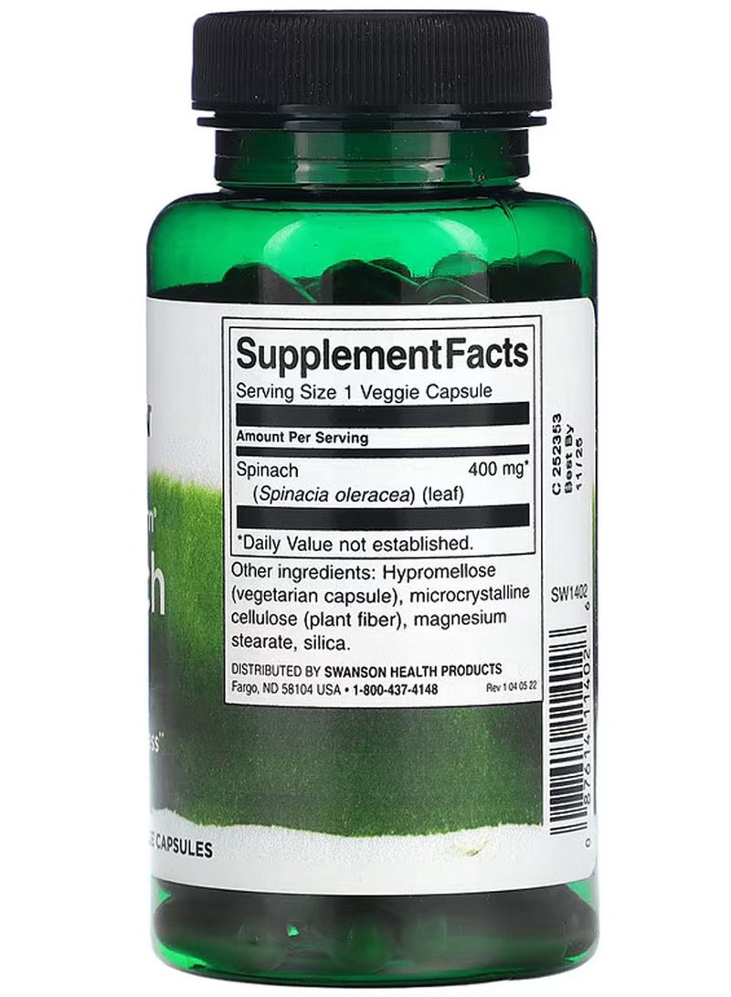 SWANSON Full Spectrum Spinach Leaf, 400 mg, 90 Veggie Capsules - Image 2