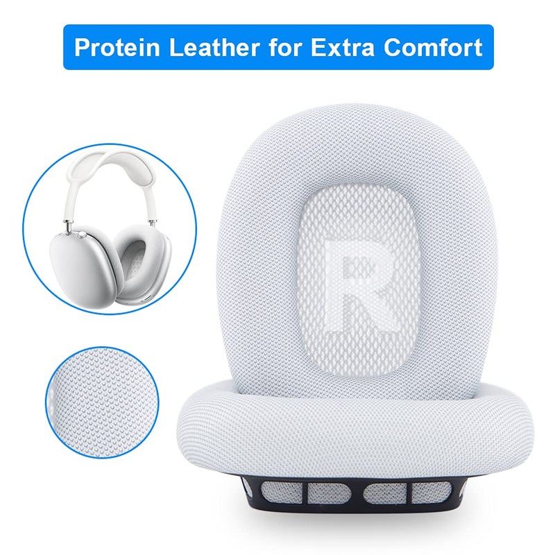 Link Dream Replacement Ear Cushion for AirPods Max Memory Foam with Protein Leather Magnetic Ear Pads for AirPods Max (Silver) - Image 2
