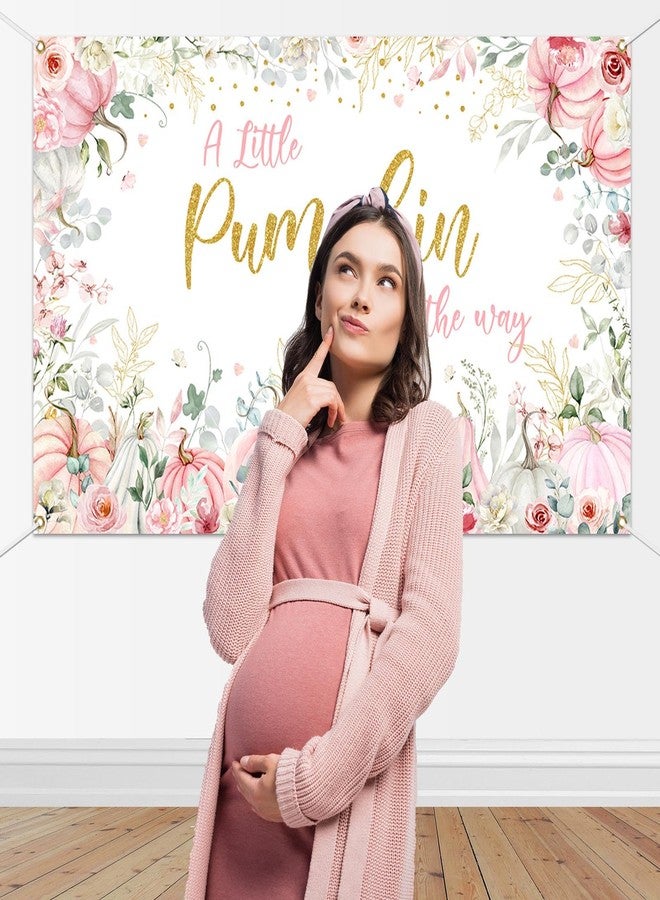 Mocsicka Pumpkin Baby Shower Backdrop Pink for Gilrs Fall Baby Shower Decorations Banner A Little Pumpkin is on The Way Background Supplies for Photography (Pink, 70.8x43.3 inch) - Image 3