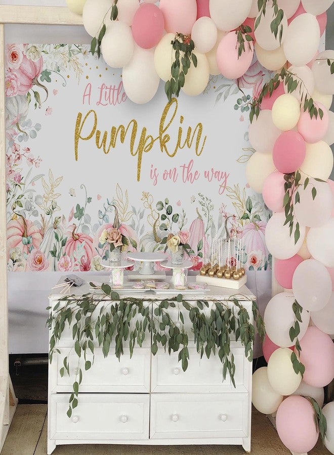 Mocsicka Pumpkin Baby Shower Backdrop Pink for Gilrs Fall Baby Shower Decorations Banner A Little Pumpkin is on The Way Background Supplies for Photography (Pink, 70.8x43.3 inch) - Image 5