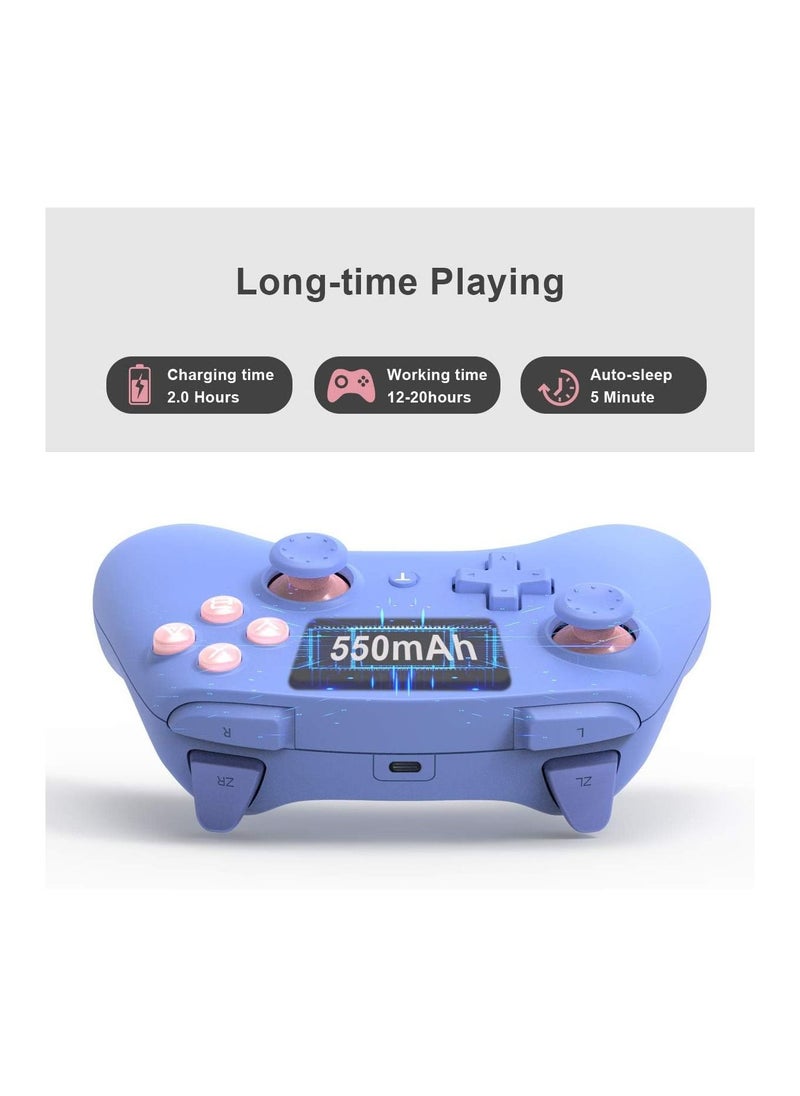 No branded 9607X Wireless Switch Pro Controller for Nintendo Switch/Lite/OLED Controller with Turbo Function NFC 6 Axis Gyroscope Joystick Gamepad with Dual Shock Feedback (PXN 9607X Blue)  - Image 2