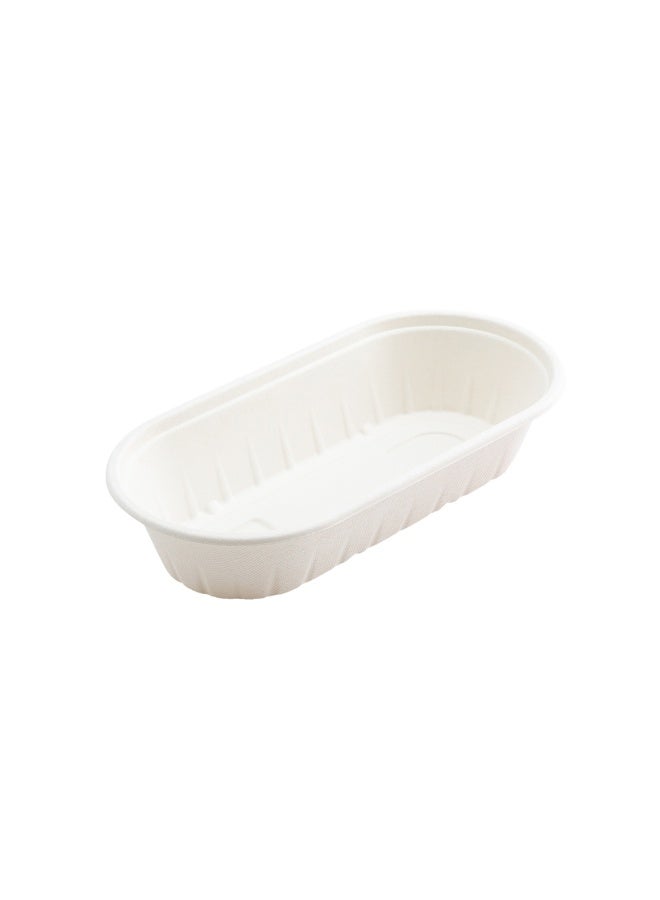 Restaurantware Pulp Tek 27 Ounce Take Out Containers, 100 Oval Disposable Food Containers - Lids Sold Separately, Sustainable, White Bagasse To Go Containers, Durable, Microwavable - Image 1