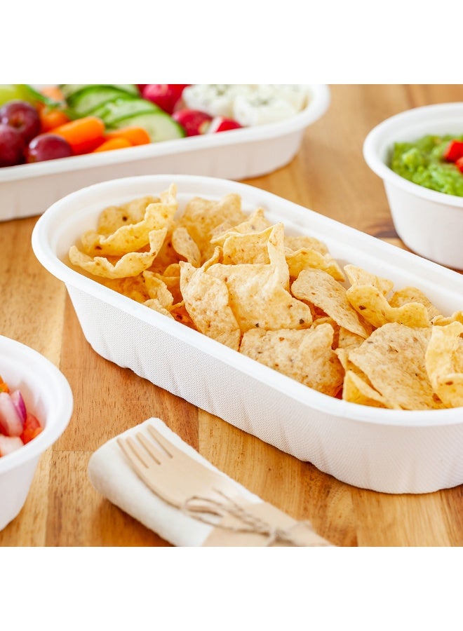 Restaurantware Pulp Tek 27 Ounce Take Out Containers, 100 Oval Disposable Food Containers - Lids Sold Separately, Sustainable, White Bagasse To Go Containers, Durable, Microwavable - Image 3