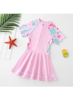 Girls One-piece Conservatively Designed Swimsuit for Children H26-1 pink flower