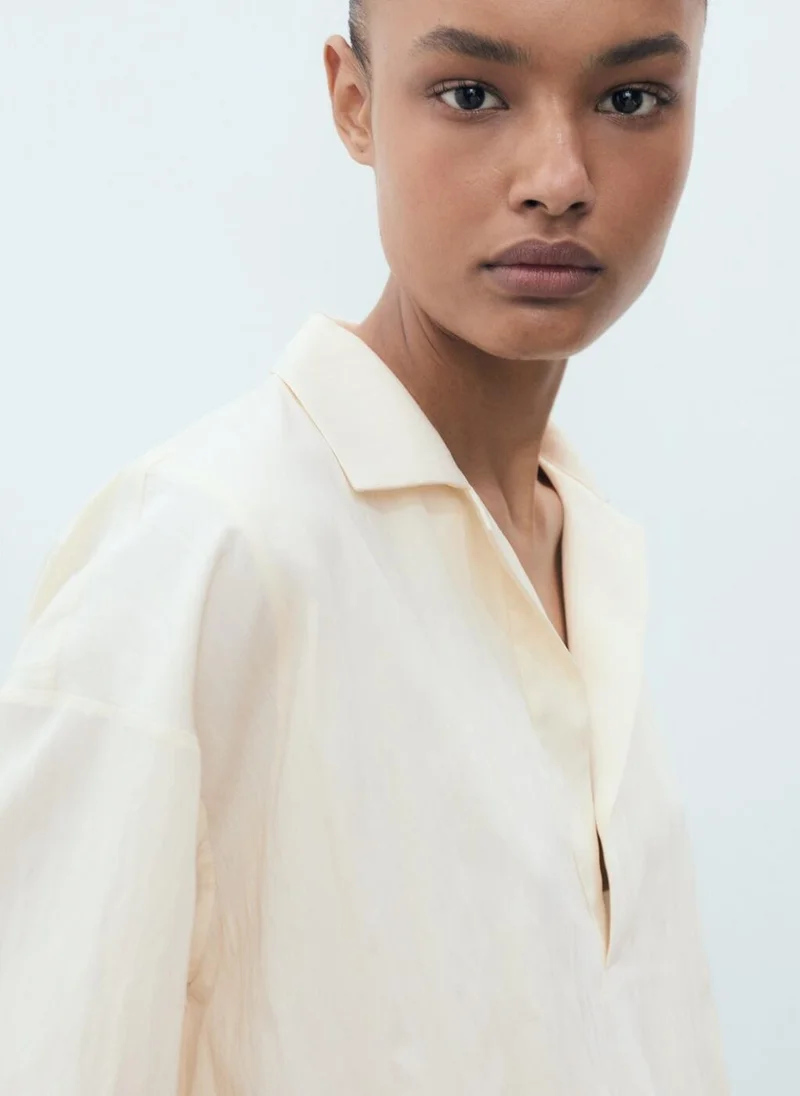 MANGO Crop Puffed Shirt