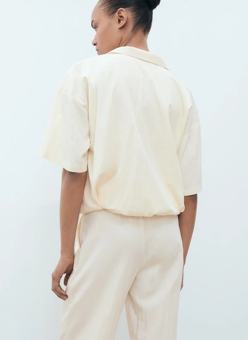 MANGO Crop Puffed Shirt