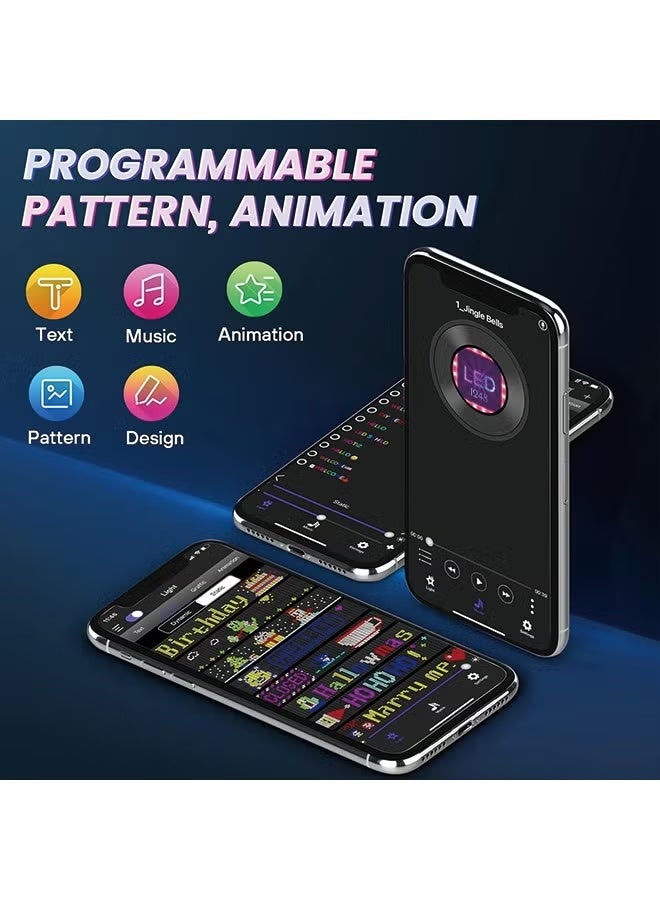 التمرير لافتات LED الإعلانية الساطعة الضخمة، مرنة USB 5V بلوتوث التحBluetooth كم في التطبيقات نمط النص المخصص الرسوم المتحركة عرض قابل للبرمجة لمتجر السيارات الفندق (24 بوصة × 5 بوصة) - Image 2