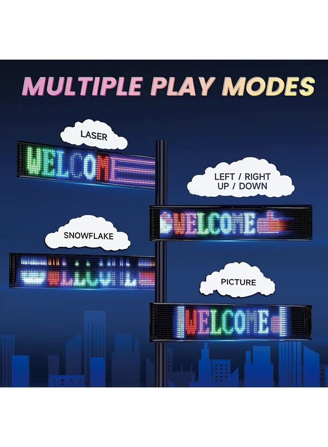 التمرير لافتات LED الإعلانية الساطعة الضخمة، مرنة USB 5V بلوتوث التحBluetooth كم في التطبيقات نمط النص المخصص الرسوم المتحركة عرض قابل للبرمجة لمتجر السيارات الفندق (24 بوصة × 5 بوصة) - Image 3