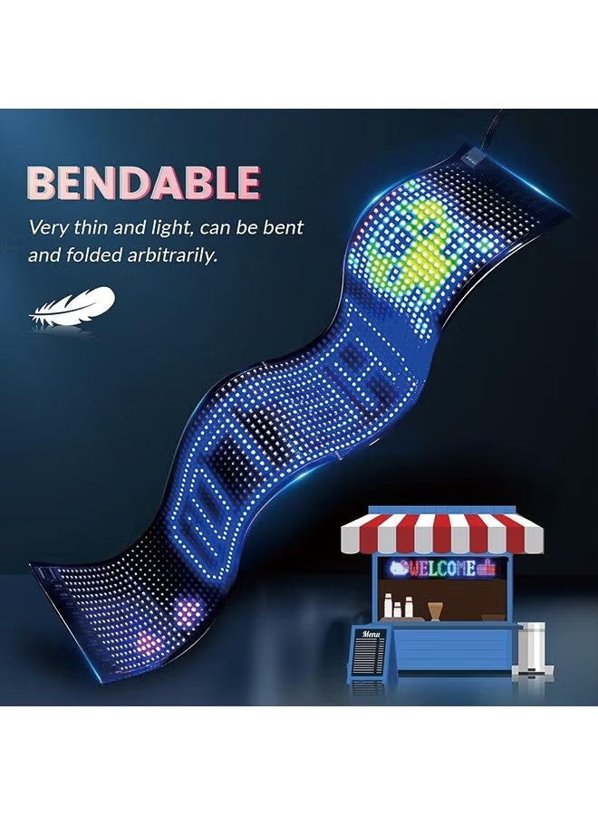 التمرير لافتات LED الإعلانية الساطعة الضخمة، مرنة USB 5V بلوتوث التحBluetooth كم في التطبيقات نمط النص المخصص الرسوم المتحركة عرض قابل للبرمجة لمتجر السيارات الفندق (24 بوصة × 5 بوصة) - Image 5