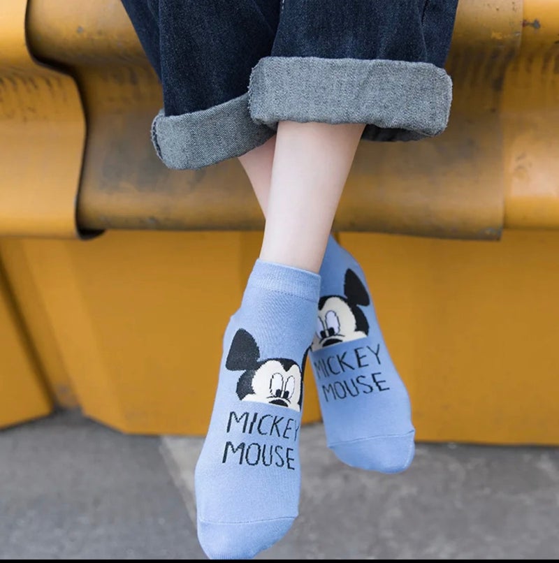 My Sock World 5”pair Women's Mickey Mouse Cotton Booties Socks Set