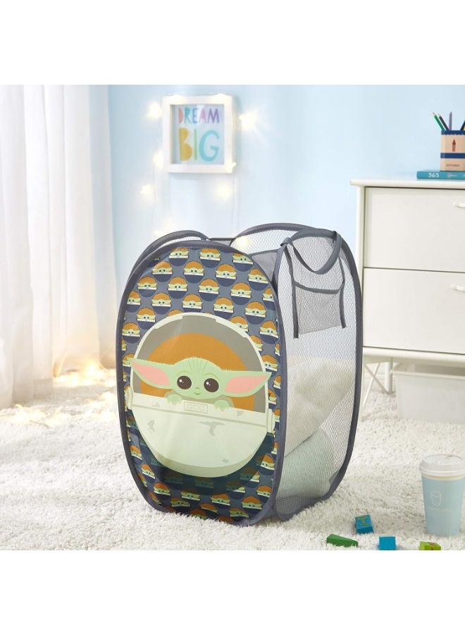 Idea Nuova Star Wars, The Mandalorian Pop Up Hamper Featuring The Child with Durable Carry Handles, 24" H x 23" W X 2" CM - Image 3