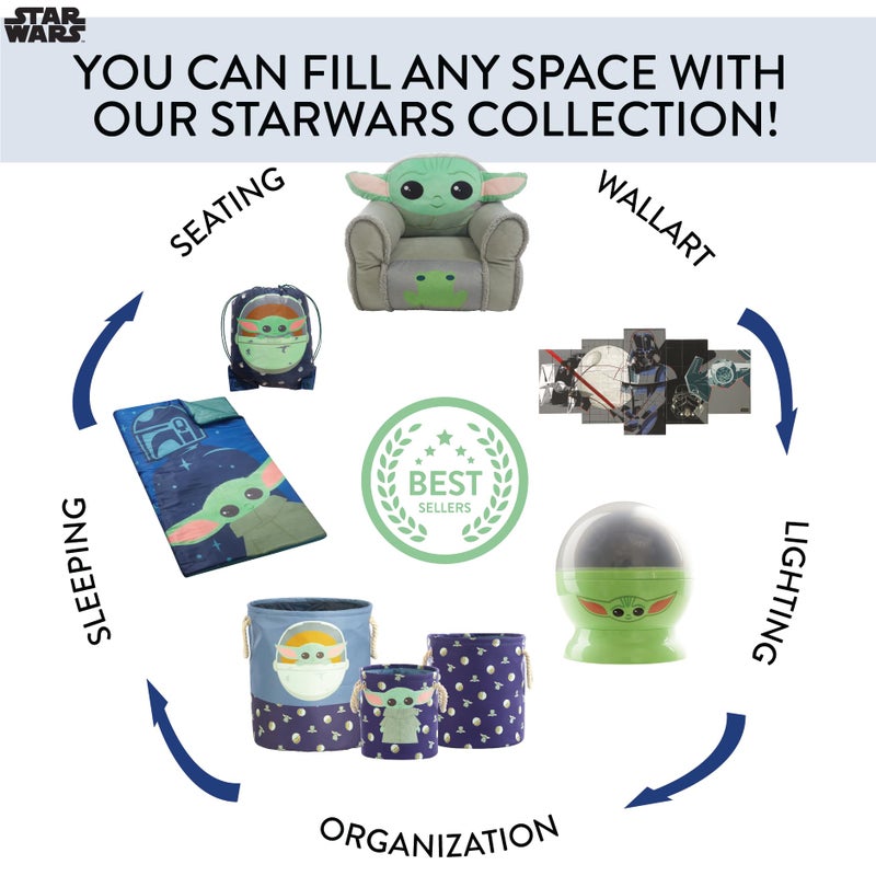 Idea Nuova Star Wars, The Mandalorian Pop Up Hamper Featuring The Child with Durable Carry Handles, 24" H x 23" W X 2" CM - Image 2