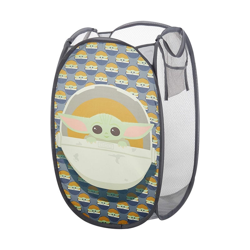 Idea Nuova Star Wars, The Mandalorian Pop Up Hamper Featuring The Child with Durable Carry Handles, 24" H x 23" W X 2" CM - Image 1
