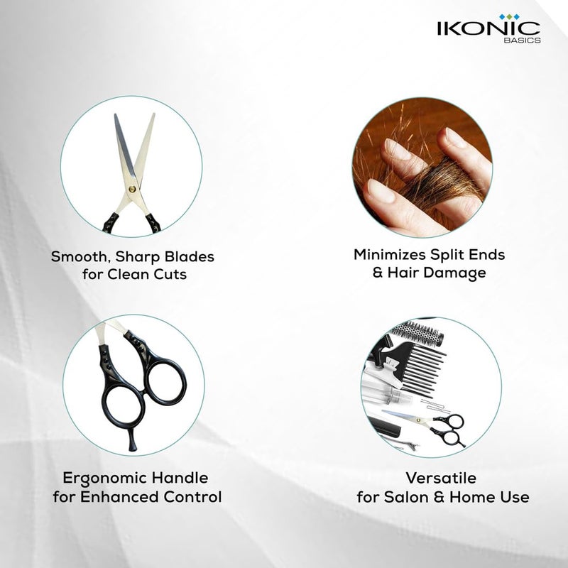 IKONIC مقص حلاقة أيكونيك بيسكس IKB-716C المتميز – مقصوصات ستانلس ستيل دقيقة لقص الشعر الاحترافي، والتصفيف والعناية – تصميم مريح للاستخدام في الصالونات، والصالونات الشخصية، و الاستخدام الشخصي - Image 4