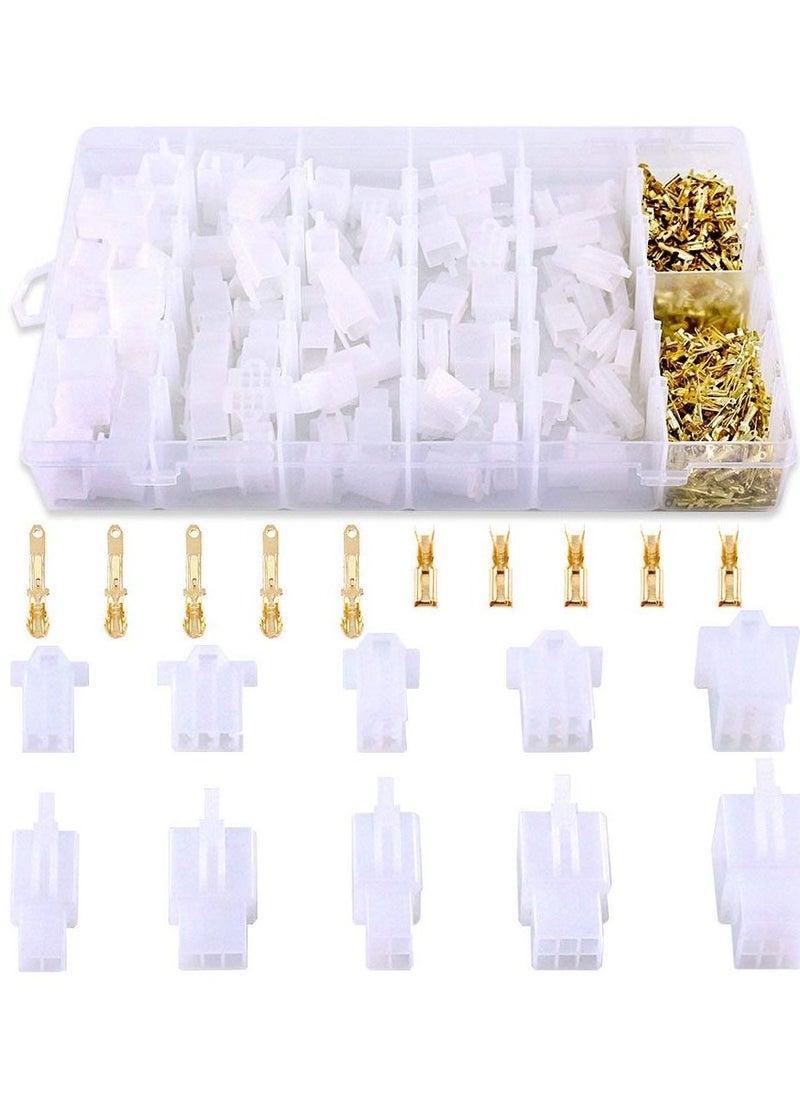 SYOSI 580Pcs 2.8mm Pitch 2 3 4 6 9 Pin Wire Connectors Housing Terminal, Male & Female Plug Housing and Pin Header Crimp Wire Terminals Connector Assortment Kit for Motorcycle, Bike, Car, Boats  - Image 1