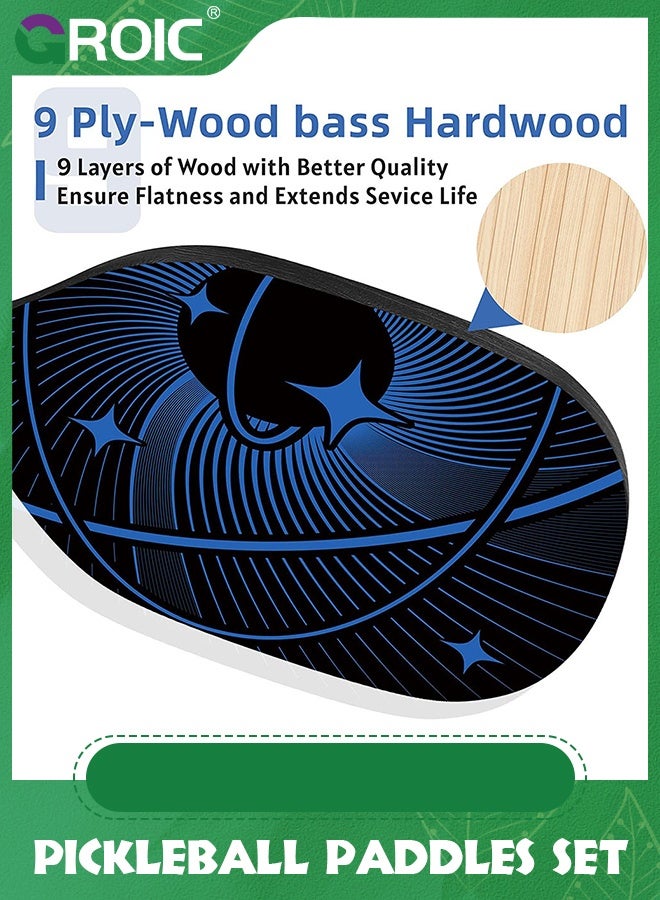 GROIC 4 قطع مضارب بيكلبول، مجموعة بيكلبول مع 4 مضارب بيكلبول خشبية ممتازة، 4 كرات بيكلبول، 4 مناشف تبريد وحقيبة حمل، مضارب بيكلبول مع قبضة مريحة إرغonomics - Image 4