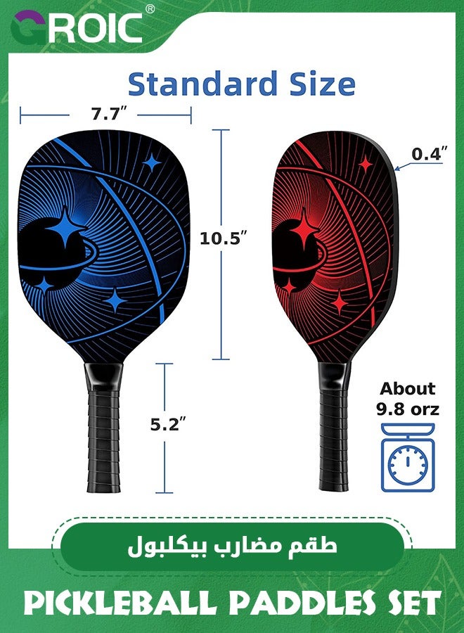 GROIC 4 Pcs Pickleball Paddles, Pickleball Set with 4 Premium Wood Pickleball Paddles, 4 Pickleball Balls, 4 Cooling Towels & Carry Bag, Pickleball Rackets with Ergonomic Cushion Grip - Image 2