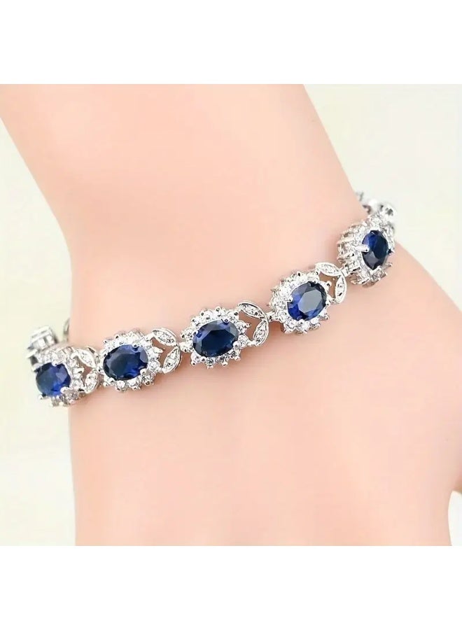 Goolsky سوار نسائي أنيق بتصميم متلألئ مع أحجار الراين المتلألئة - سبيكة زنك، مثالي للاستخدام اليومي وحفلات السهرة، أحجار كريمة - Image 2