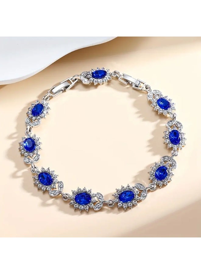 Goolsky سوار نسائي أنيق بتصميم متلألئ مع أحجار الراين المتلألئة - سبيكة زنك، مثالي للاستخدام اليومي وحفلات السهرة، أحجار كريمة - Image 3