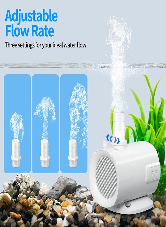 FKSC 320 GPH Fountain Pump - Submersible Water Pump, Ultra Quiet with Adjustable Flow for Fish Tanks, Ponds, Aquariums, Hydroponics & Statuary, Dual-Suction Side/Bottom Intake (White) - Image 5