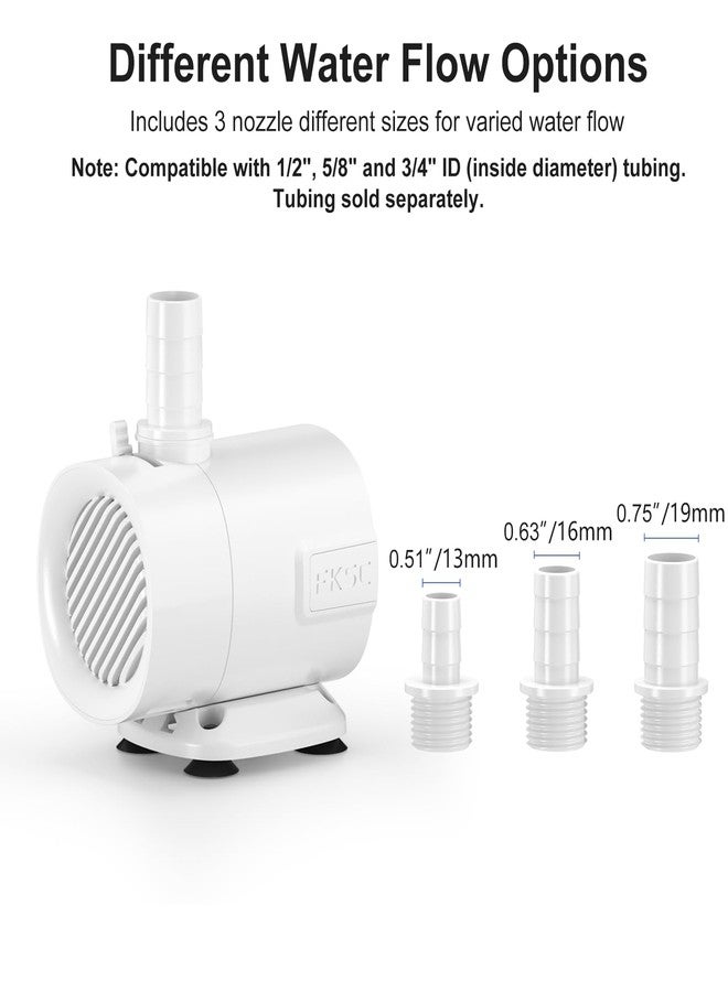 FKSC 320 GPH Fountain Pump - Submersible Water Pump, Ultra Quiet with Adjustable Flow for Fish Tanks, Ponds, Aquariums, Hydroponics & Statuary, Dual-Suction Side/Bottom Intake (White) - Image 3