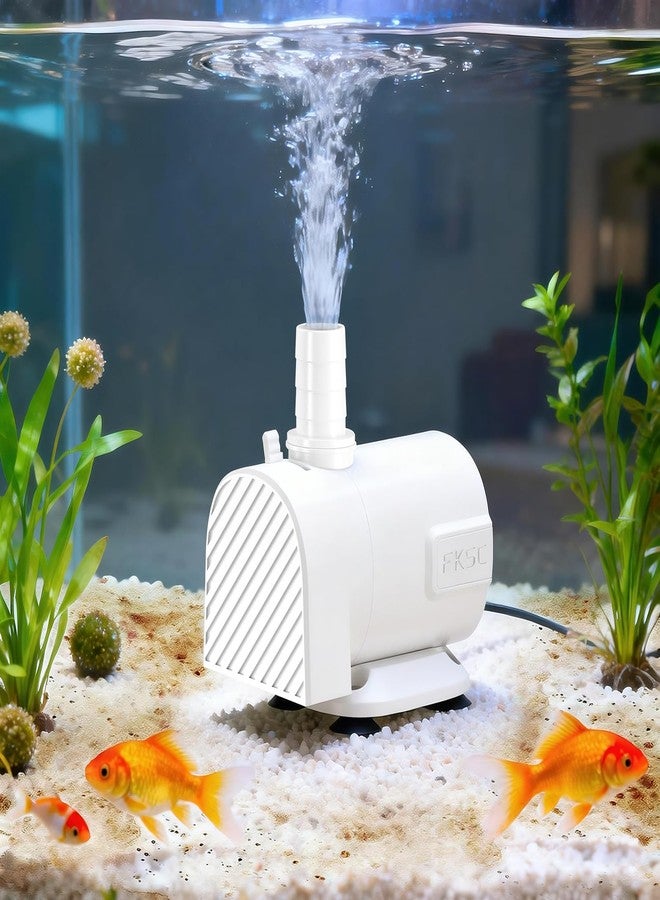FKSC 320 GPH Fountain Pump - Submersible Water Pump, Ultra Quiet with Adjustable Flow for Fish Tanks, Ponds, Aquariums, Hydroponics & Statuary, Dual-Suction Side/Bottom Intake (White) - Image 1