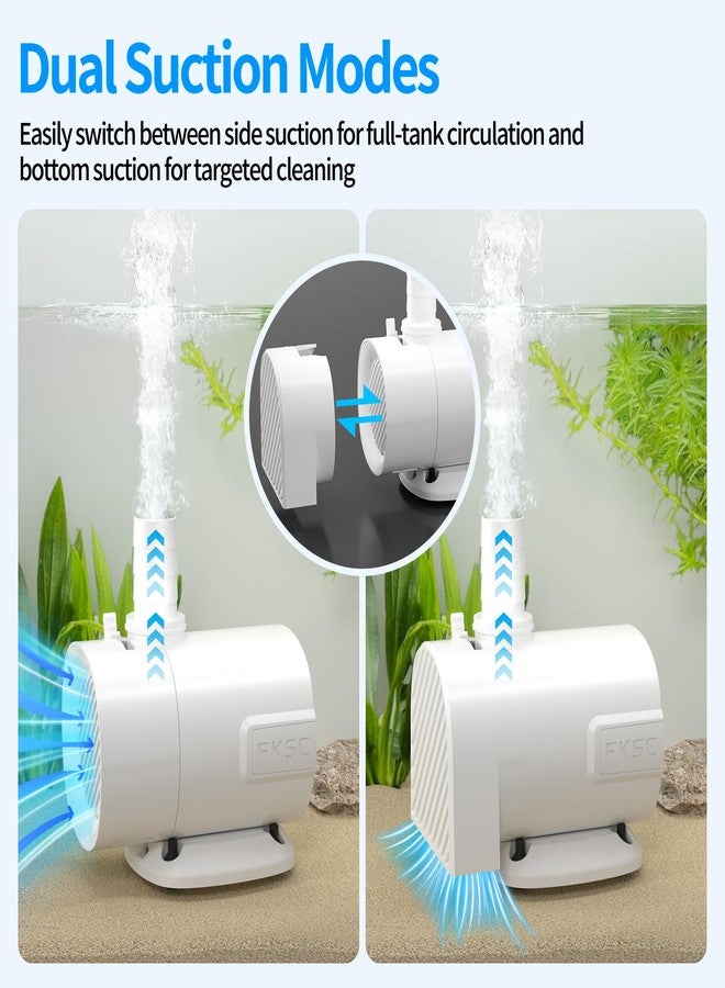 FKSC 320 GPH Fountain Pump - Submersible Water Pump, Ultra Quiet with Adjustable Flow for Fish Tanks, Ponds, Aquariums, Hydroponics & Statuary, Dual-Suction Side/Bottom Intake (White) - Image 4