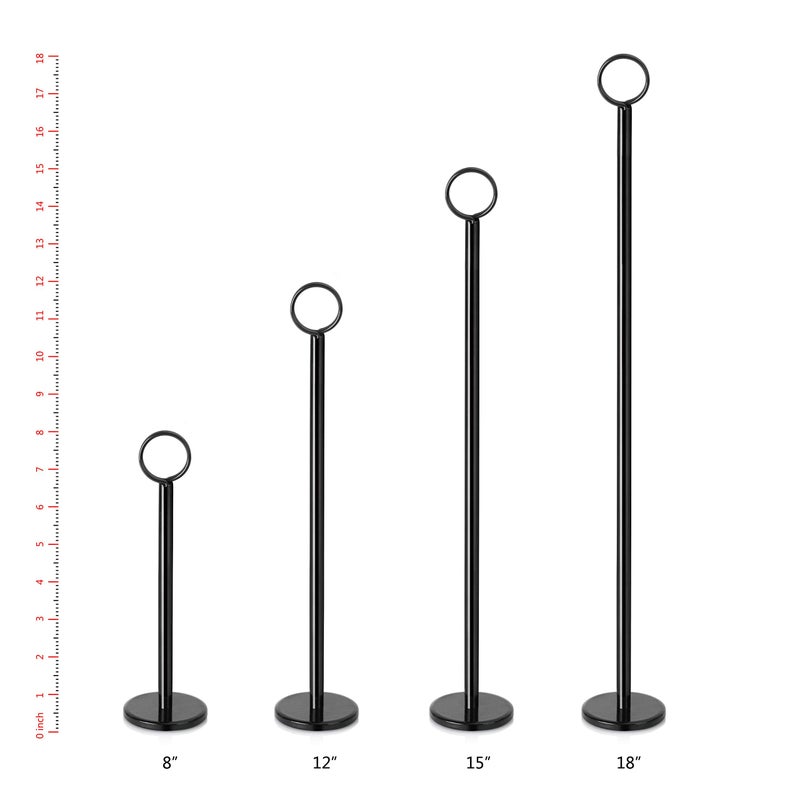 New Star Foodservice 27716 Ring-Clip Table Number Holder/Number Stand/Place Card Holder, 12-Inch, Set of 12, Black Finish - Image 3