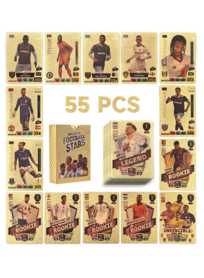 55 PCS Gold Foil World Football Cards, Soccer Trading Card, Gold Foil Cards, No Repetition  - Image 2