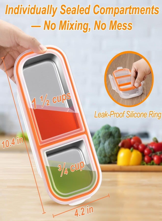 KTKUDY 5 Pack Stainless Steel Snack Containers for Kids & Adults - Leek Proof Metal Bento Lunch Box with 2 Compartment - Lunchable Containers for Daycare, School, Work, Travel - Stackable Snack Bento Box - Image 5