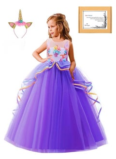 We Happy Girls Floral Unicorn Costume Princess Rainbow Party Dress Wedding Birthday Carnival Long Maxi Gown  - Image 1