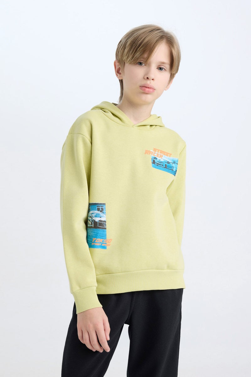 DeFacto Boy Hooded Printed Thick Sweatshirt Sweatpants 2 Piece Set  - Image 5