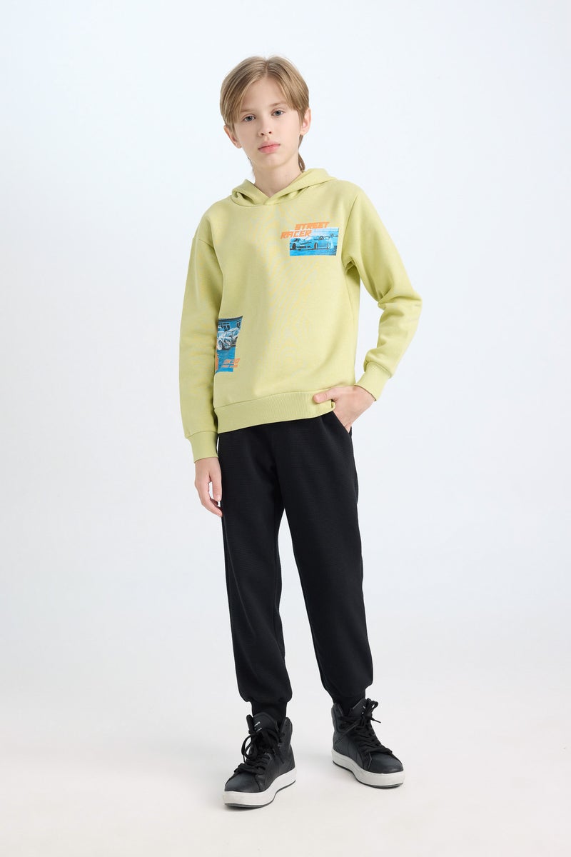 DeFacto Boy Hooded Printed Thick Sweatshirt Sweatpants 2 Piece Set  - Image 1