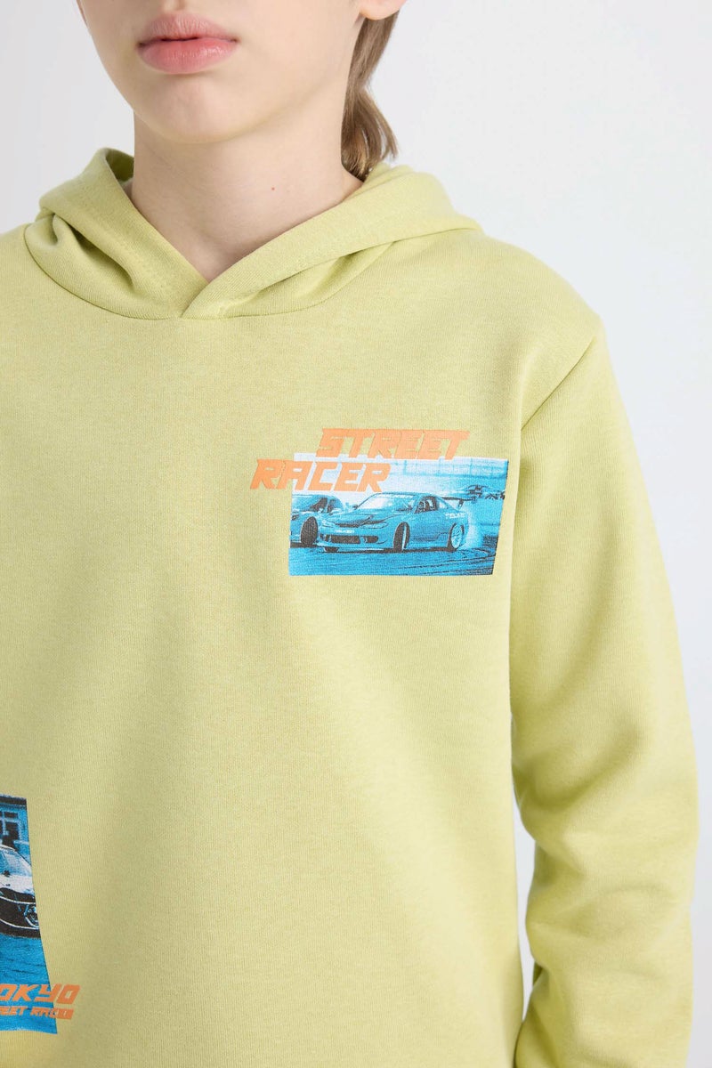 DeFacto Boy Hooded Printed Thick Sweatshirt Sweatpants 2 Piece Set  - Image 4