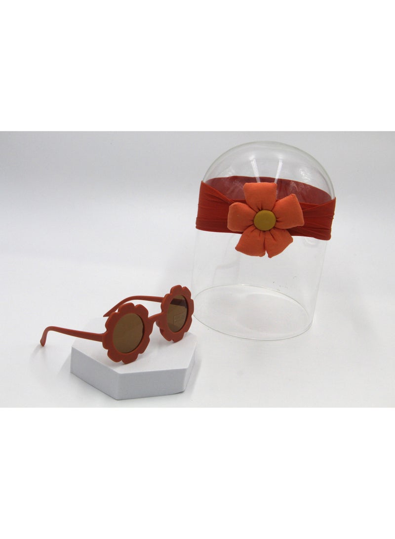 D'Daniela Amirah Glasses and Flower Headband Set For Babies and Girls - Orange - Image 1