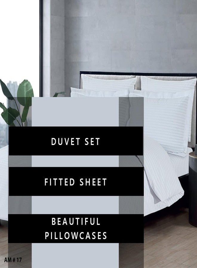 AMALI Bedding Set Printed Stripe - Polycotton, King Size (200×200+35 cm), Soft & Durable, 6-Piece (1 Duvet Cover + 1 Fitted Sheet + 2 Pillowcases + 2 Oxford Pillowcases - Image 4