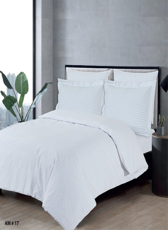 AMALI Bedding Set Printed Stripe - Polycotton, King Size (200×200+35 cm), Soft & Durable, 6-Piece (1 Duvet Cover + 1 Fitted Sheet + 2 Pillowcases + 2 Oxford Pillowcases - Image 1