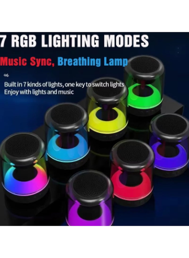 Kimaya Portable Bluetooth Music Speaker with Colorful Lights, Small Bluetooth Wireless Speaker with Stereo Loud Sound, Lightweight Portable Speakers Supports TF Card/USB/AUX for Home, Party and Outdoors  - Image 3