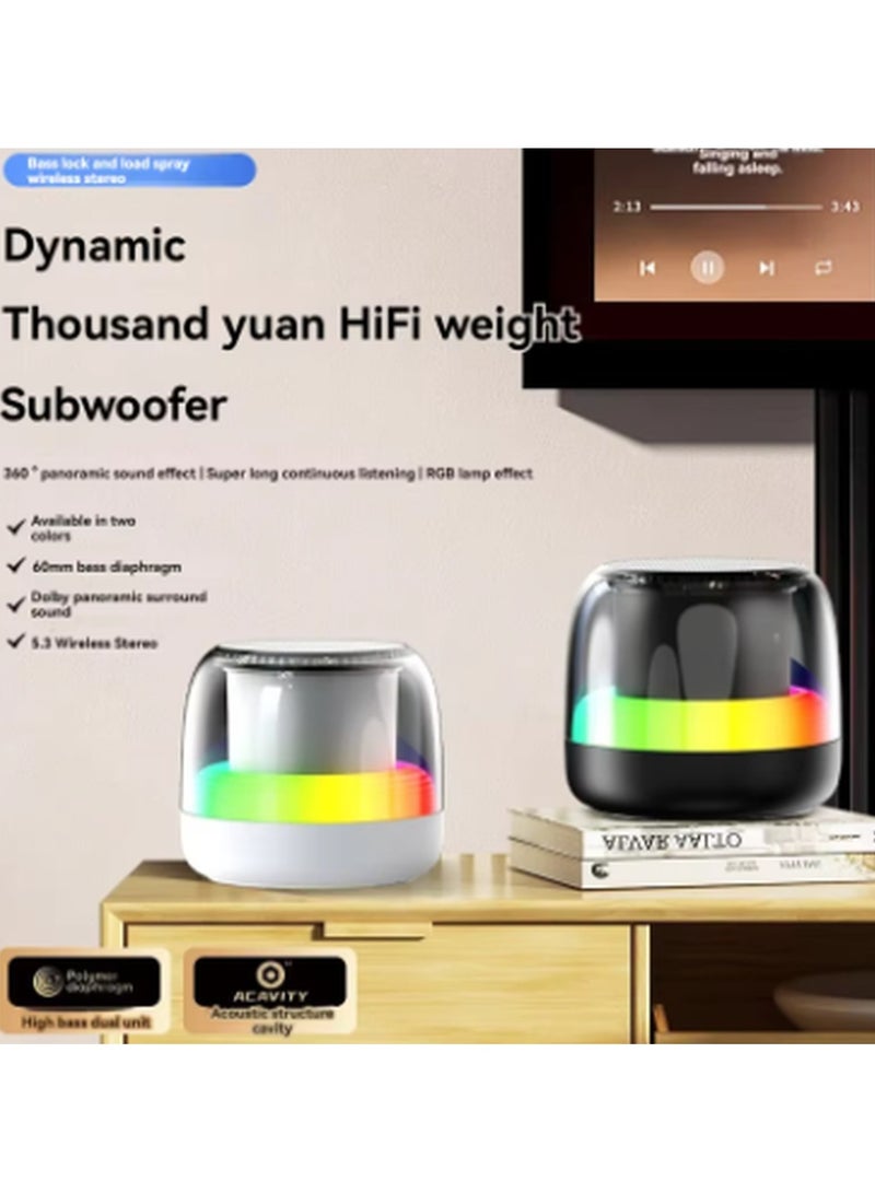 Kimaya Portable Bluetooth Music Speaker with Colorful Lights, Small Bluetooth Wireless Speaker with Stereo Loud Sound, Lightweight Portable Speakers Supports TF Card/USB/AUX for Home, Party and Outdoors  - Image 4
