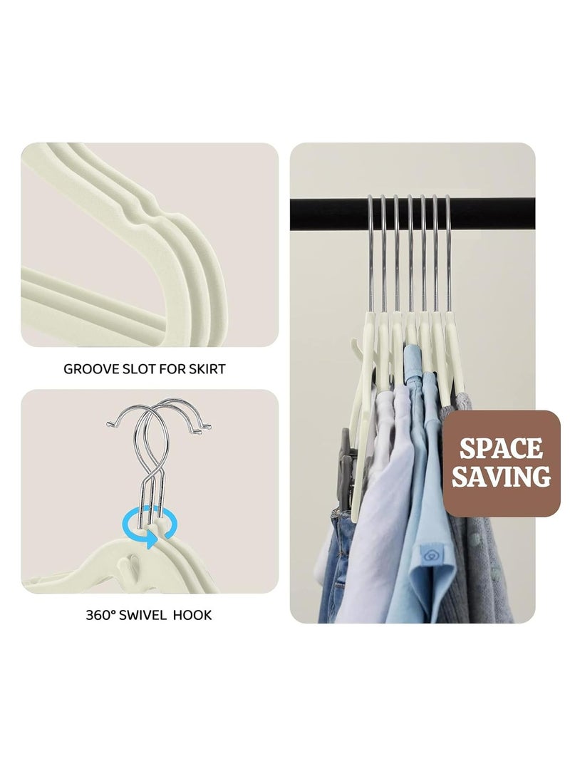 TYCOM Clothes Hangers (50 Pack) Velvet - Ultra Thin Space Saving Coats Clothes Hangers Non-Slip Suit Hangers with 360 Degree Swivel Hook Hold Up-to 5KG for Jackets, Pants, Dress- 50p Baige  - Image 4
